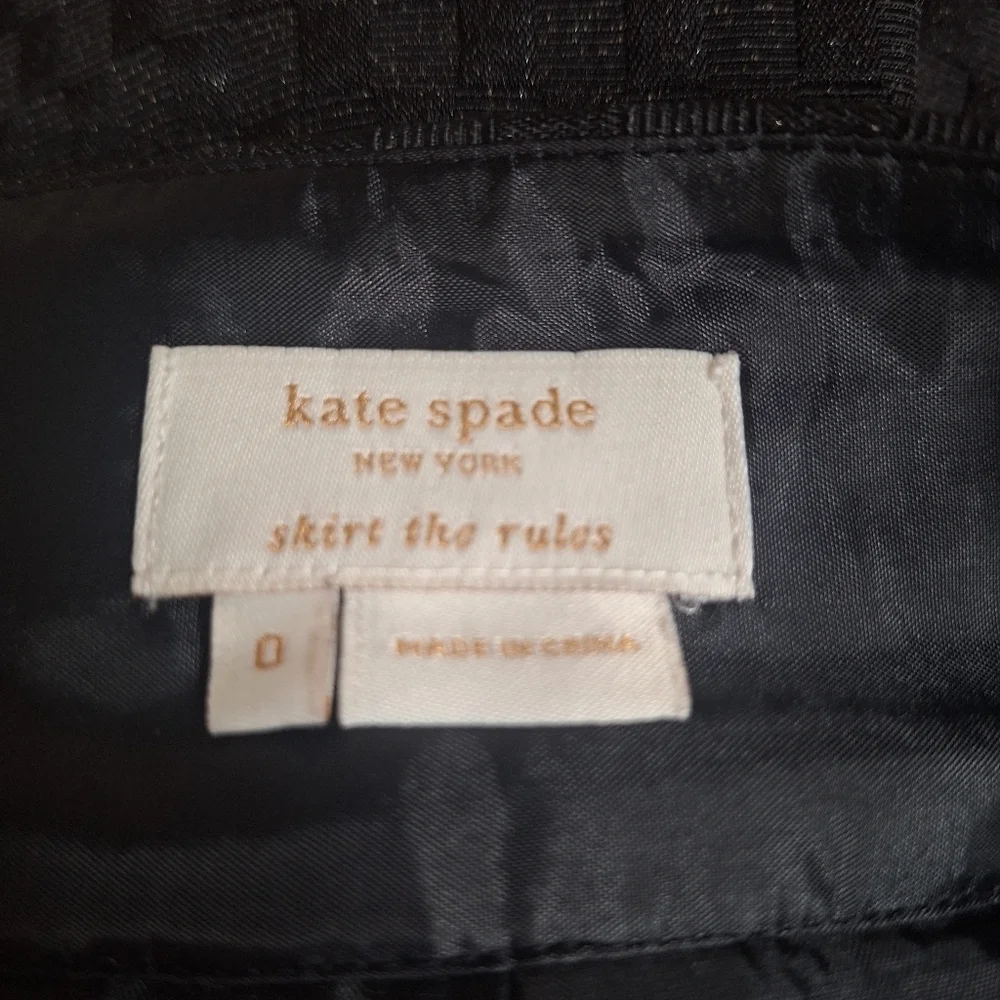Kate Spade Black Shimmer Pleated Mini Skirt Side Zip Lined Womens Size 0